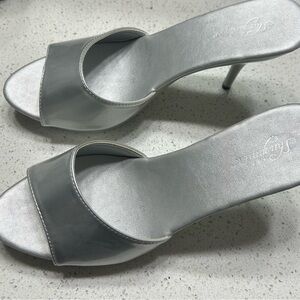 Silver open toe high heel sandals